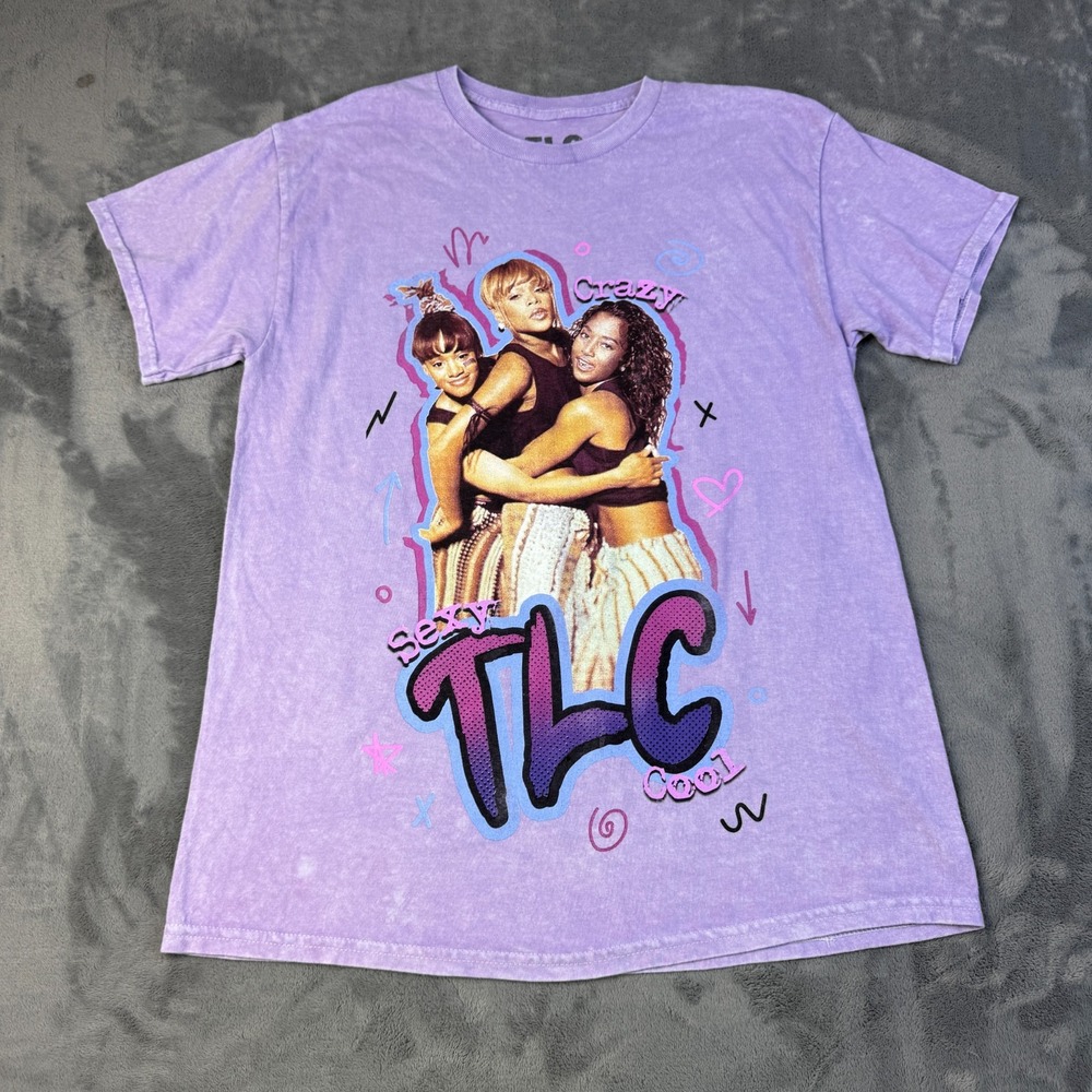 TLC Shirt Womens Medium Purple CrazySexyCool Album Tracklist 90s Hip‎ Hop Tee